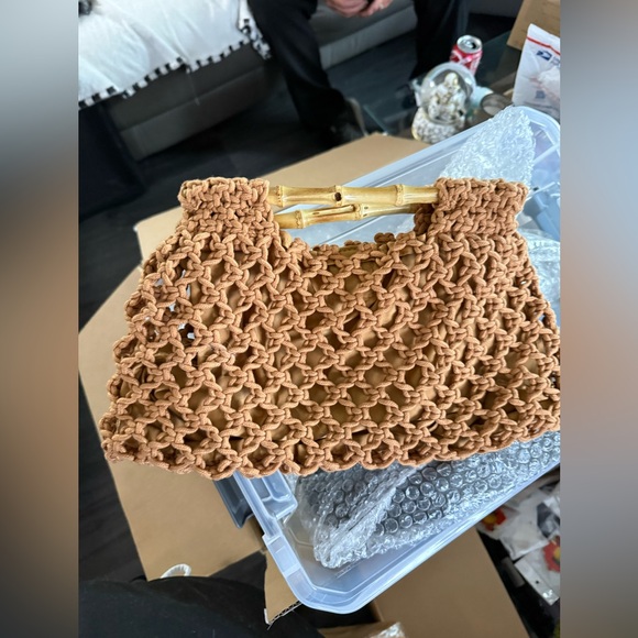 Handmade Crochet Bamboo Handle Bag. NWOT - Picture 4 of 4